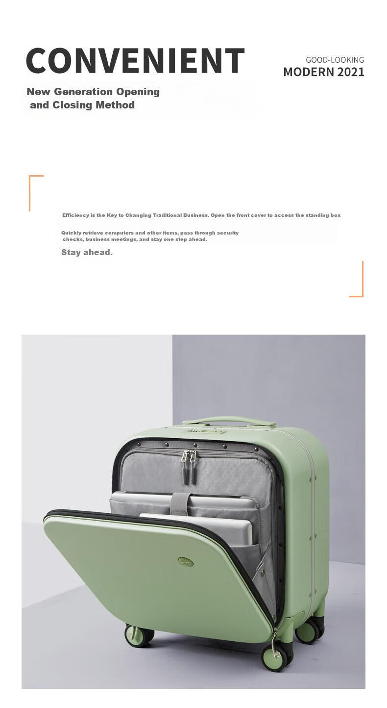 Mixi Front-Opening Aluminum Frame Suitcase, Trolley Case with Password Lock, Large Capacity Luggage for Travel, Carry-On Suitcase for Me 4