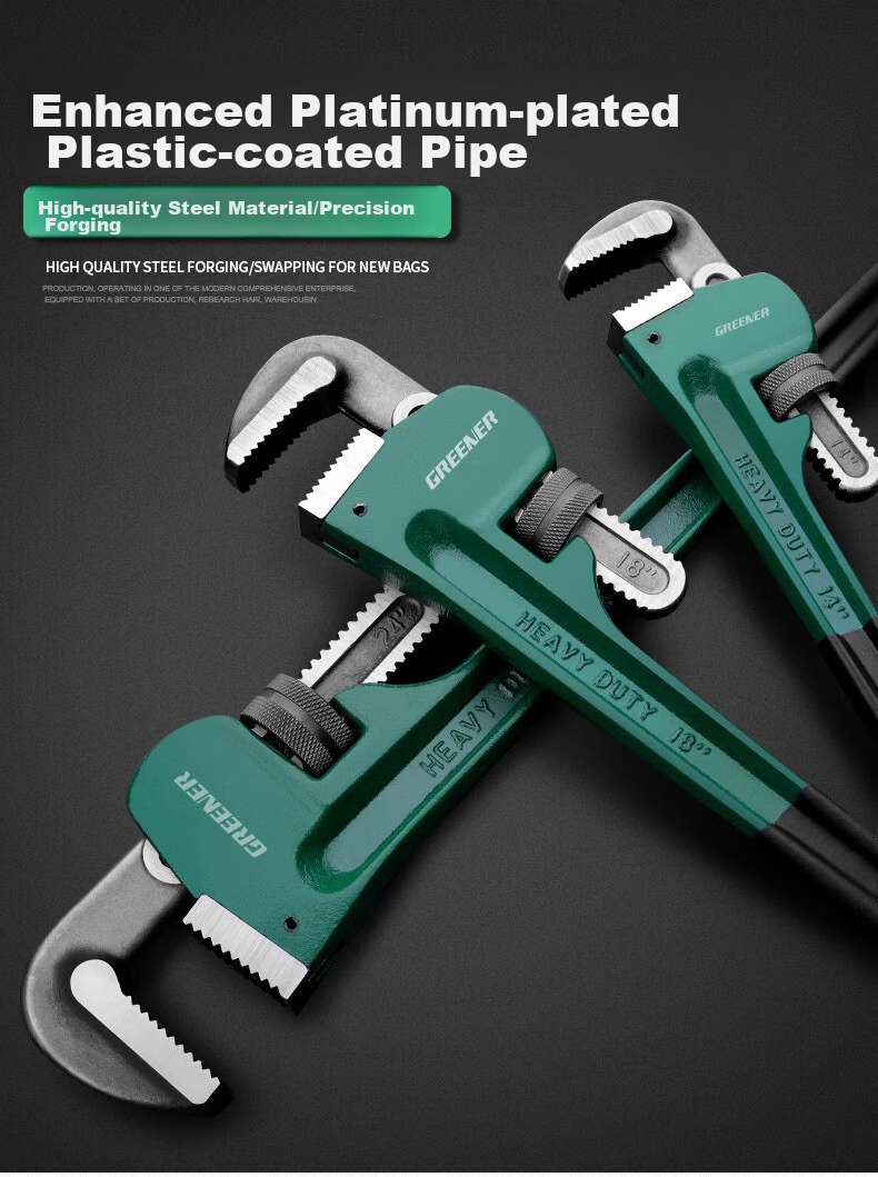 GREENER Pipe Wrench, Household Pliers, Multi-Functional Self-Locking Reinforced Plastic-Coated Pipe Wrench, 18 Inches 2