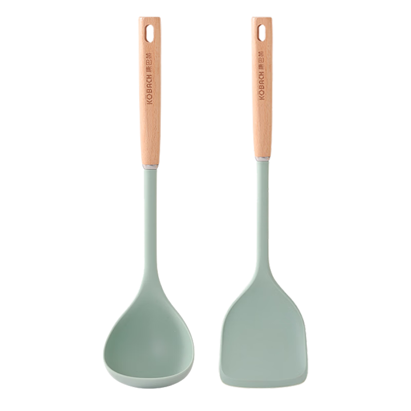KBH Silicone Spatula And Ladle Set, Non-Damaging to Pots, Heat-Resistant Cooking Utensils, Non-Stick Kitchen Spatula And Soup Ladle, Two-Piece Set for Home Use