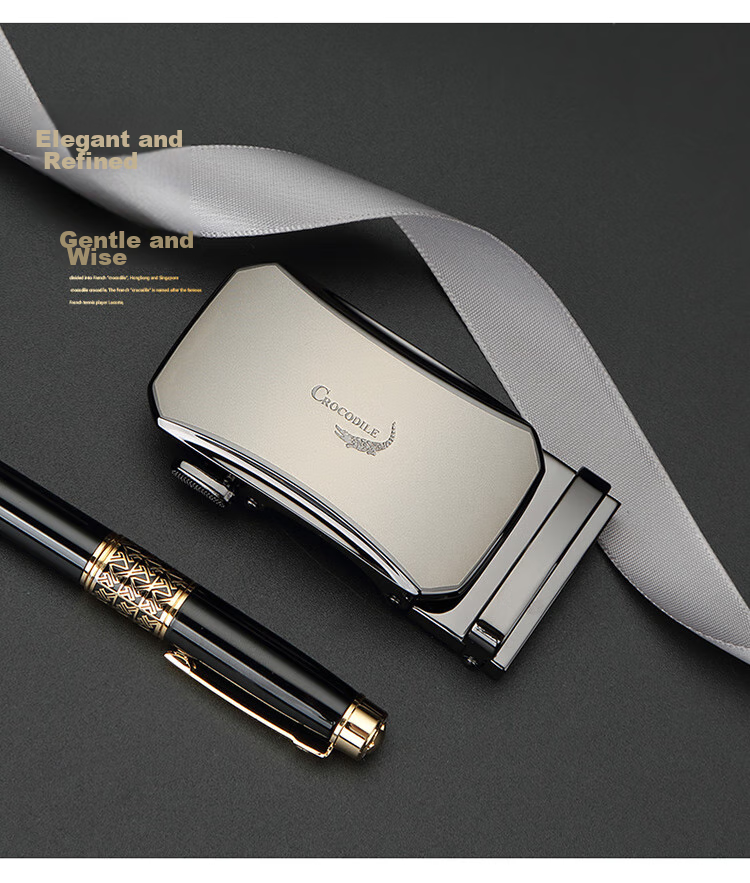 CROCODILE Valentine's Day Gift for Men, Single Automatic Buckle, No Strap, Alloy Leather Belt Buckle with Card Slot, Wearable K 3