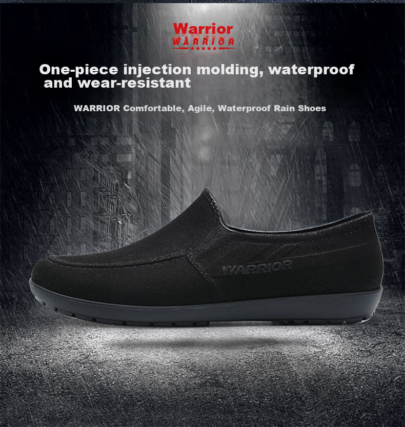 Warrior Rain Boots for Men, Low-Top Non-Slip Waterproof Rubber Shoes, Rain Boots, Overshoes, Water Boots, Kitchen Shoes, 8327 Black, Size 44 4