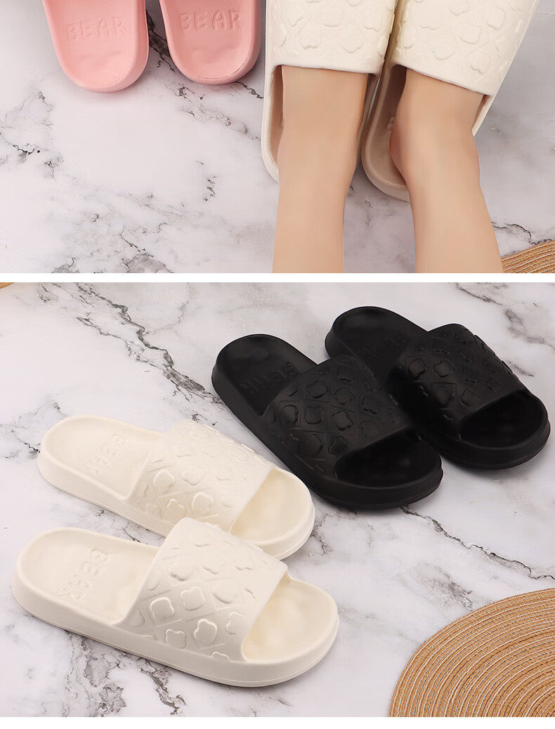 IQGD Slippers Sandals for Women, Floor Slippers with Soft Soles, Non-Slip Bathroom Home Slippers for Couples, 2456 White, Size 38-39 14