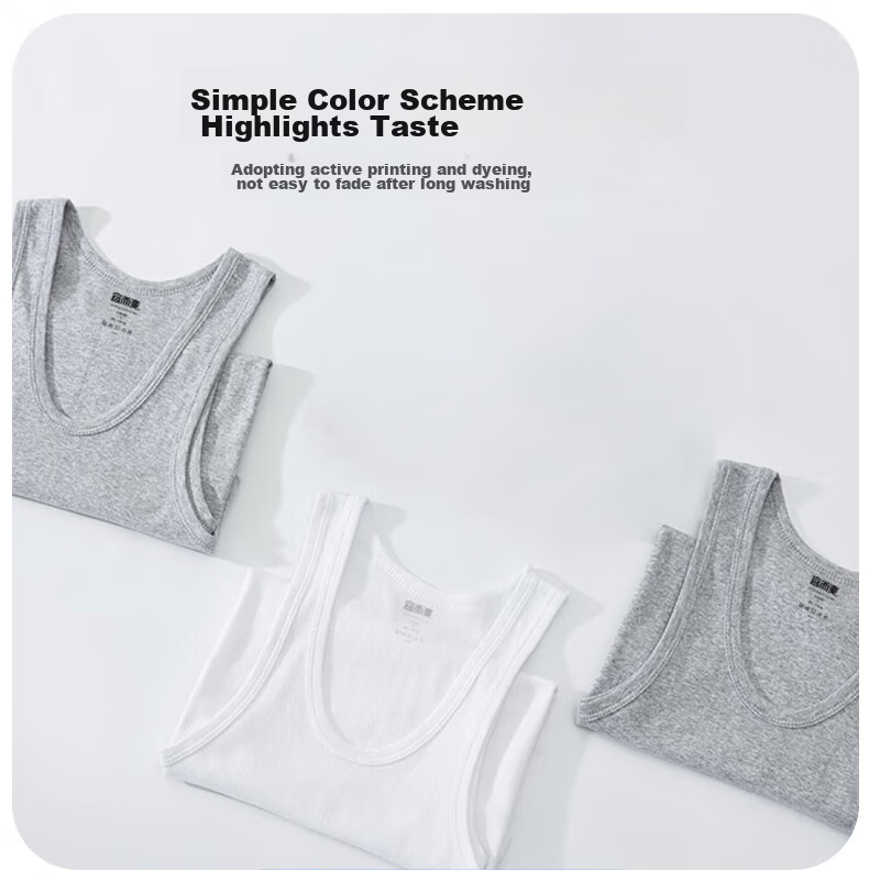 Yiershuang [100% Cotton, 3-Pack] Men's Ribbed Pure Cotton Sports Tank Top Undershirt 10