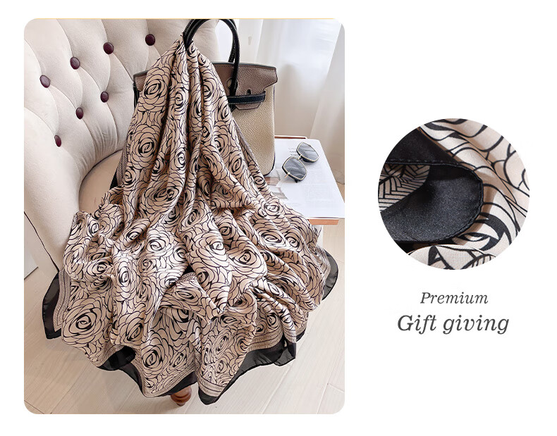 Hangsifu Silk Scarf for Women, Summer Gift Box, Shawl, Outer Wrap, Practical Birthday Present for Mom And Wife, Mid-Autumn Festival Gift 13