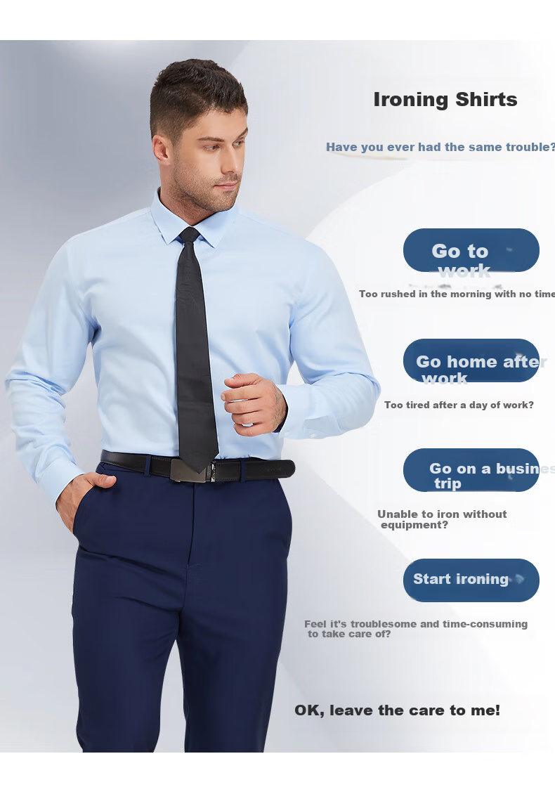 Dibinze Large Size Long-Sleeve Shirt for Men, Plus Size, Loose Fit, White, DP Wrinkle-Free, Easy-Care, Pure Cotton, High-End White Dress Shirt 3