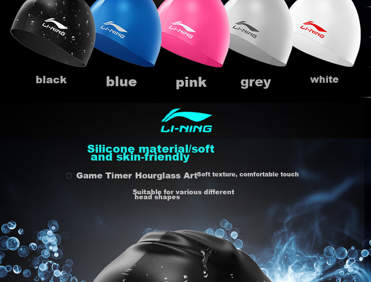 Li-Ning Silicone Waterproof Swim Cap for Men And Women, Swimming Cap LSMV461, Lavender Purple 3
