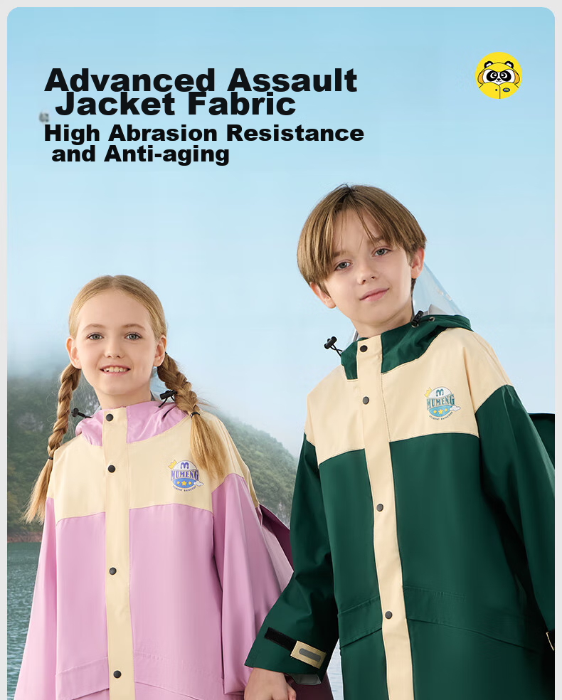 Moremerry Children's Raincoat for Boys And Girls with Backpack Space, Waterproof Breathable Baby Fashion Windbreaker Style Rain Poncho, Almond Yellow, 3XL 13