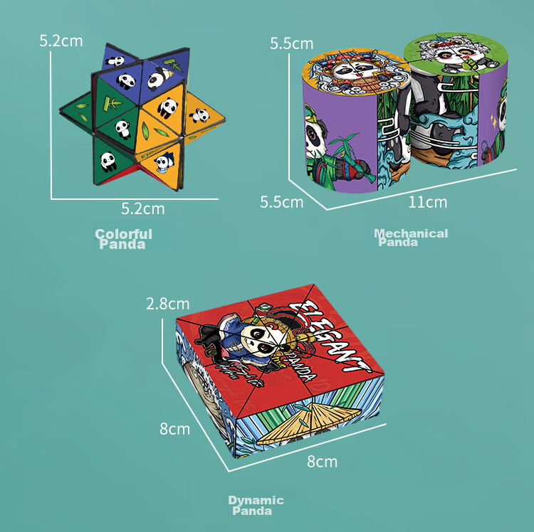 TaTanice Transforming Cube Toy Panda, 3D Geometric Rotating Puzzle, Educational Building Blocks, Birthday Gift for Boys And Girls 12