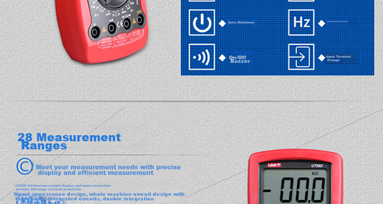 UNI-T UT58A Large Digital Multimeter, Universal Meter for Home Use, Electrician's Meter, Multi-Function Meter 8