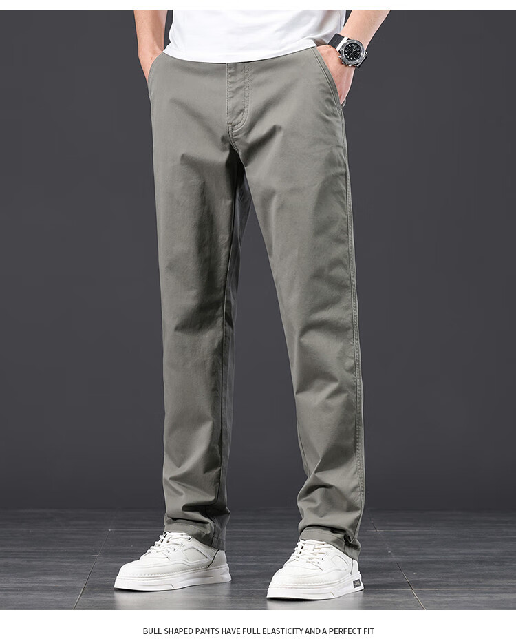 JEEP High-End Men's Casual Pants, 2026 New Summer Thin Loose Straight-Leg Business Pure Cotton Trousers for Me 14