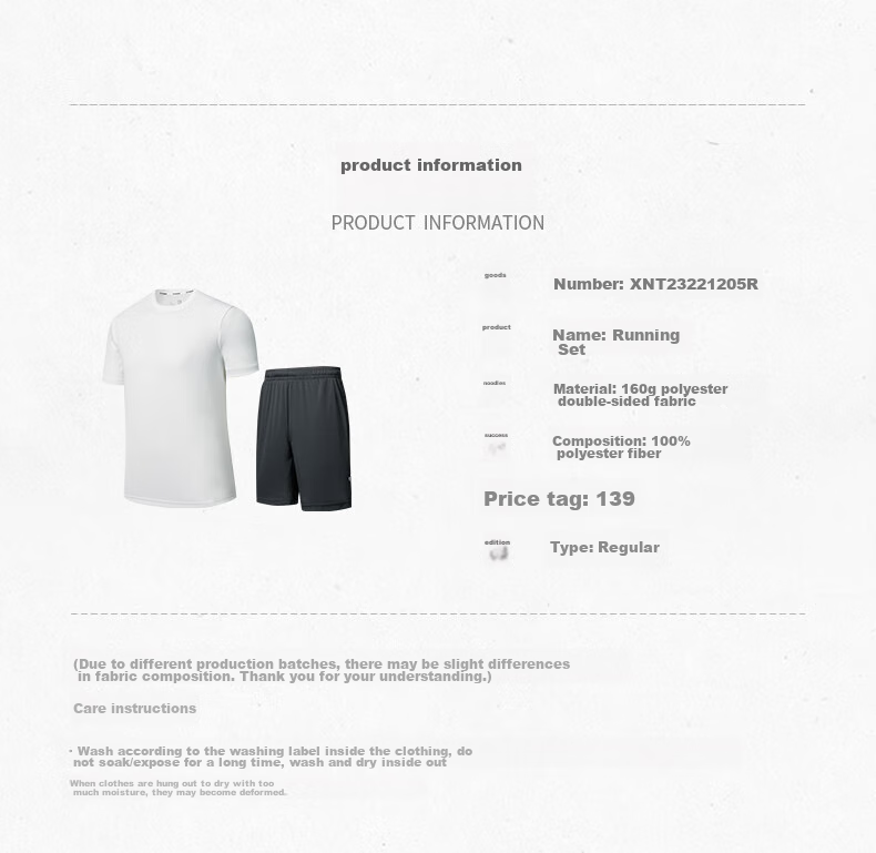 QIAODAN Running Sports Set for Men, Quick-Dry Short-Sleeve T-Shirt, Knee-Length Shorts, 2-Piece Sportswear Set 13