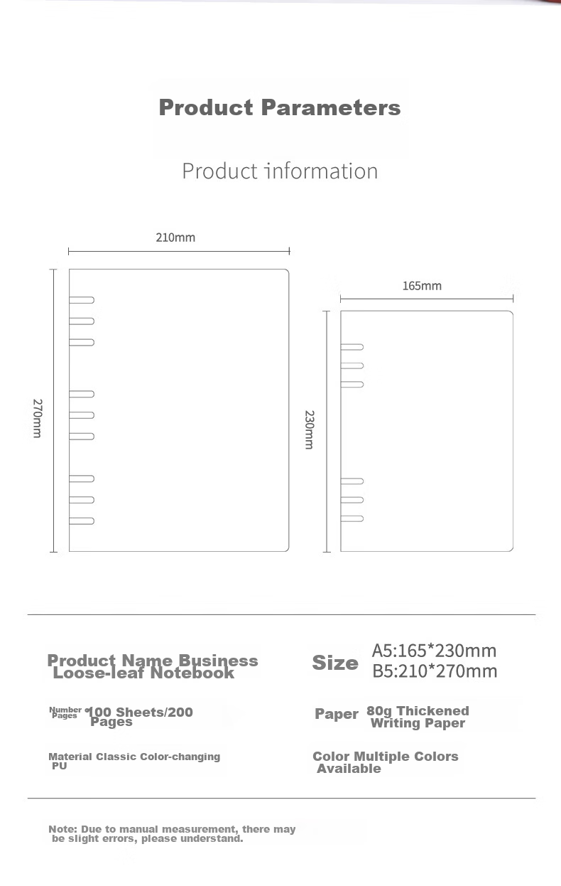 TENGXIONG A5 Loose-Leaf Notebook, Soft Leather Cover, B5 Journal, Detachable Refillable Pages, High-Quality Diary, Business Meeting Notebook, Office Stationery, Work Record Book, Customizable Logo for Enterprises 2