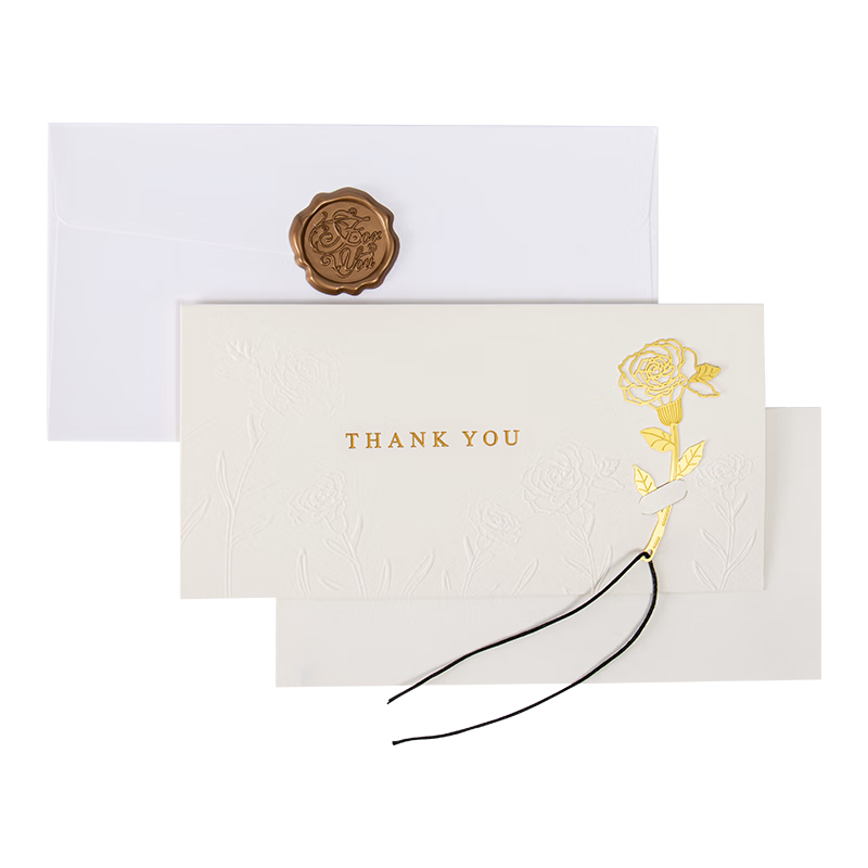 Tianse Rose Gold Metal Bookmark Greeting Card Premium Thank You Card Graduation Gift for Classmates and Teachers Birthday Handwritten Postcard Souvenir TS-6123