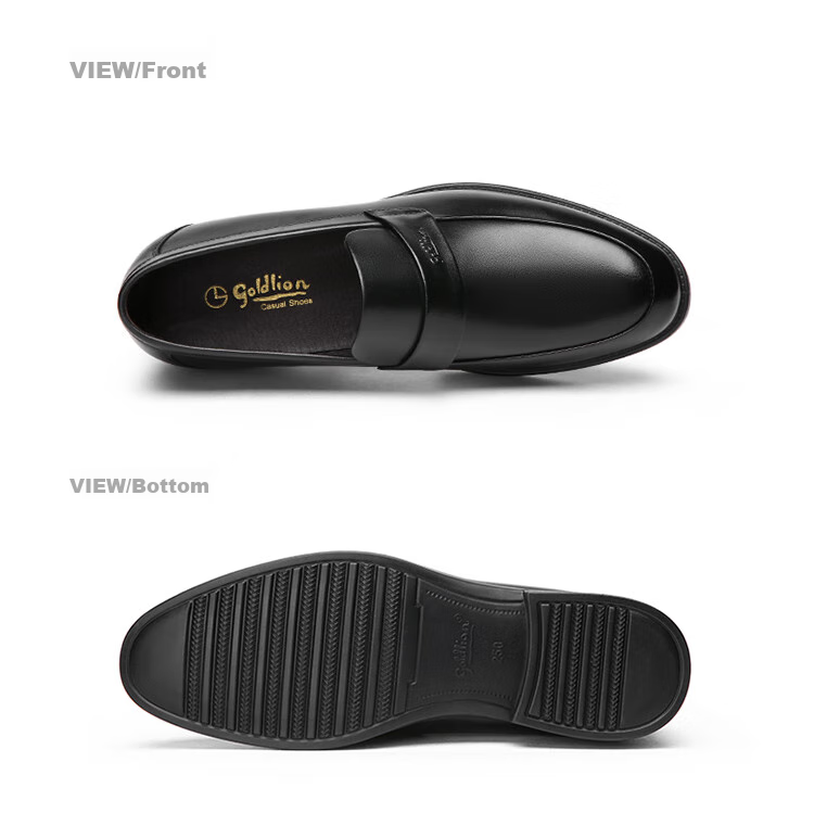 Goldlion Men's Shoes, Business Casual Formal Shoes, Autumn Comfortable Lightweight Fashion Leather Shoes, 50383013701A-Black Size 39 16