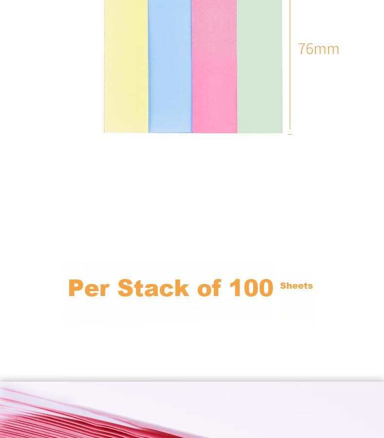 LISON 76*19mm, 100 Sheets/pack, Sticky Notes, Four Colors, Message Pad, Memo Paper, Sticky Memo Pads, Notice Paper, Office Supplies, School Supplies 3
