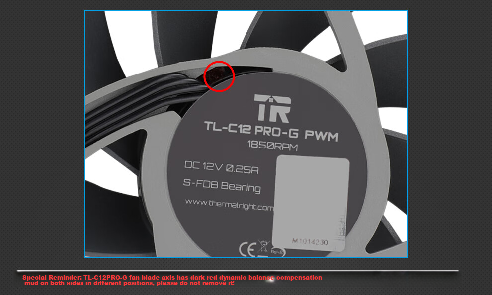Thermalright TL-C12 PRO-G S-FDB V2 Bearing, 12cm Fan, 1850 RPM PMW, 4pin Speed Control, Copper Sleeve Steel Core, Dual-Sided Secondary Dynamic Balance 4