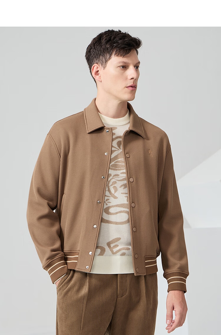 DANCING WOLVES [Heavy Fleece Lining] Textured Workwear Style Lapel Warm Skin-Friendly Sweatshirt Jacket, 102 Dark Blue, Size 165 9