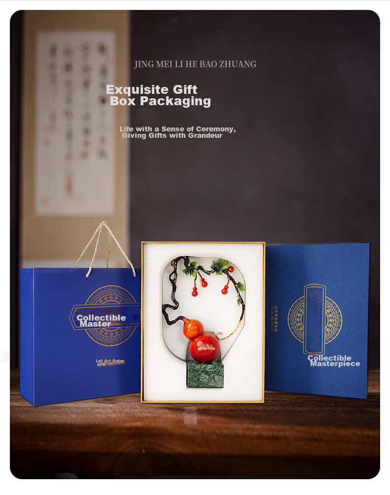 Nuoshiman Copper Gourd Ornament for Living Room, Wine Cabinet, Office, Housewarming Gift, Moving Present, Grand Opening 4