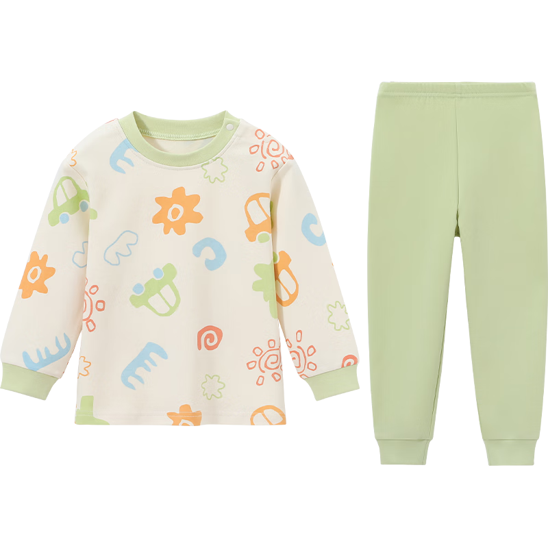 YUZHAOLIN Children's Autumn Underwear Set, Boys And Girls Inner Wear, Cotton Pajamas for Young Kids, Strawberry Pattern, Good Bear Desig