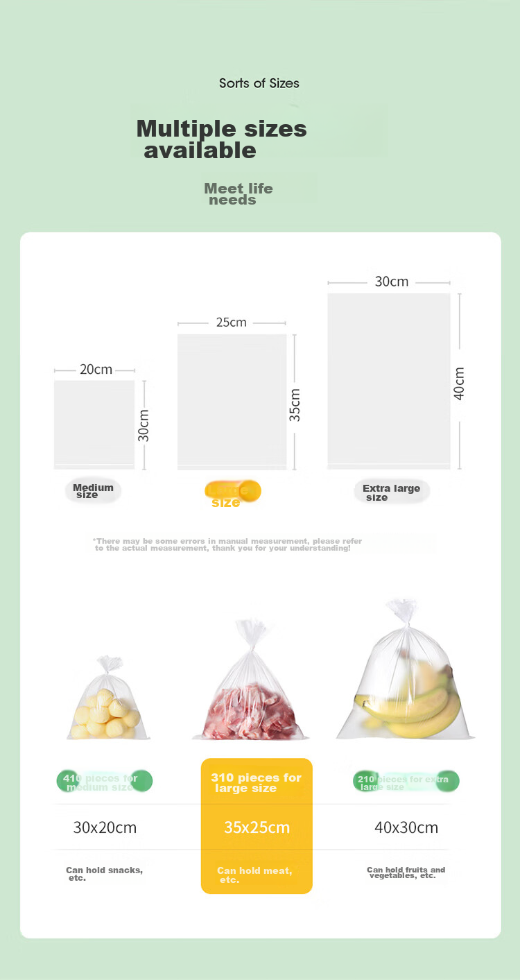 MARYYA Food Storage Bags Vest-Style 280 Count Large Size Food-Grade Thickened Sealed Bags Disposable Roll-Up Packaging Bags 13