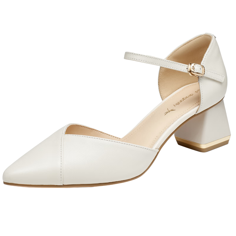 RED DRAGONFLY Pointed High Heels, Shallow Mouth Single-Strap Slingback Women's Shoes, Comfortable Pumps WFV23241 Beige 39
