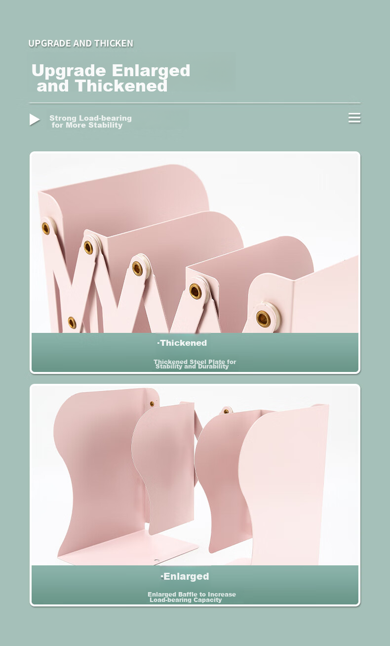 M&G 50cm Extendable Desktop Bookend, Simple Metal Storage Shelf for Desk, Large Bookend, Cherry Blossom Pink ABS917C537 8