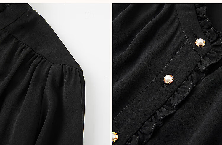 Dme [Ruched Shiny Blouse] Spring And Autumn French Style Women's Elegant Ruffle Stand Collar Pleated Blouse Women's Top 27