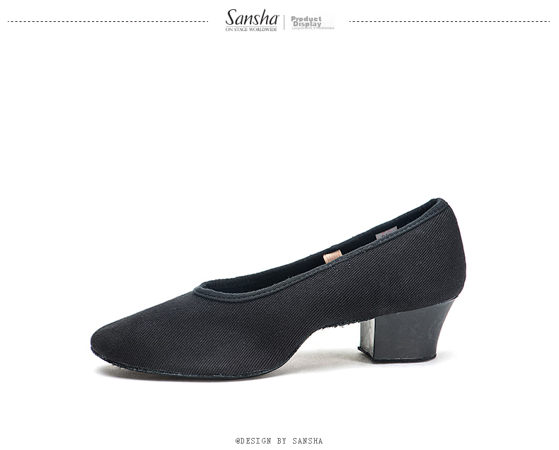 Sansha Ethnic Belly Dance Canvas Upper Ballet Flats, Teacher Practice Shoes, Exam Shoes CL35C, Black, Size 39 4