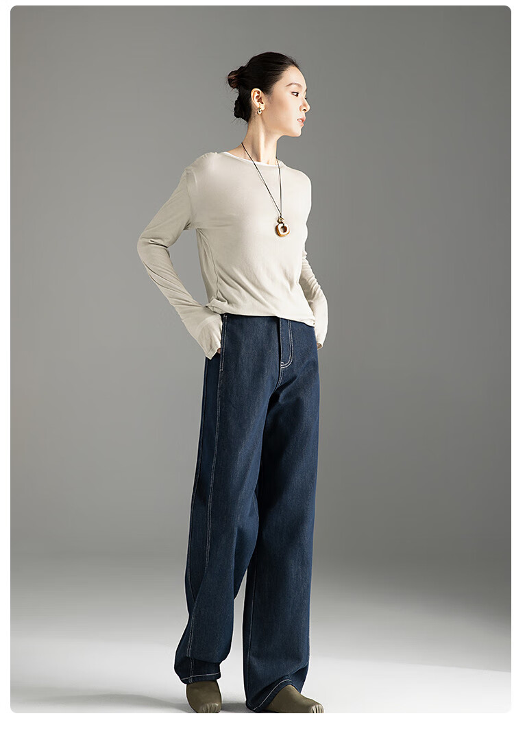 Dme Winter Anti-Fading Warm Fleece Straight-Leg Jeans, Warm Slim Fit Wide-Leg Pants for Wome 13