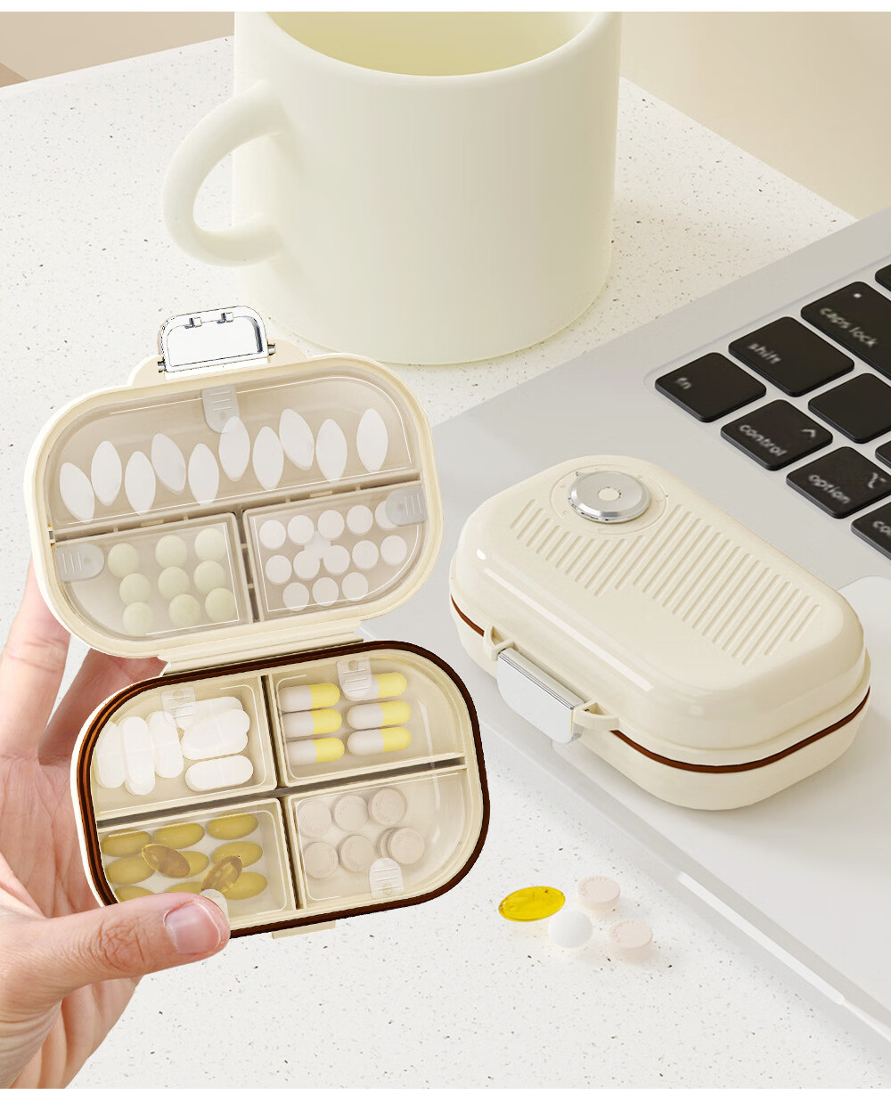 Lehuolvxing Pill Organizer, Portable Medicine Dispenser, Compact Mini Box for Storing Medications, Sealed Container for Pills 8