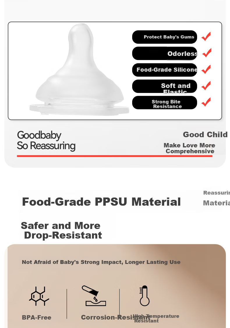 Gb Baby Anti-Colic PPSU Bottle, Anti-Choking Nipple, Breast-Like Milk Bottle, Gravity Ball Bottle, Platinum Series, Gray 9
