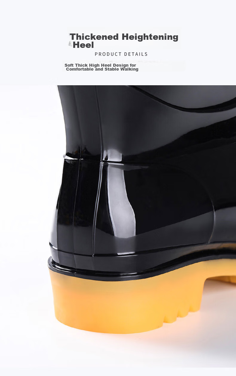 Warrior Men's Mid-High Rain Boots, Rubber Shoes, Overshoes, Waterproof Shoes, HXL8867, Black High-Top, Size 43 5