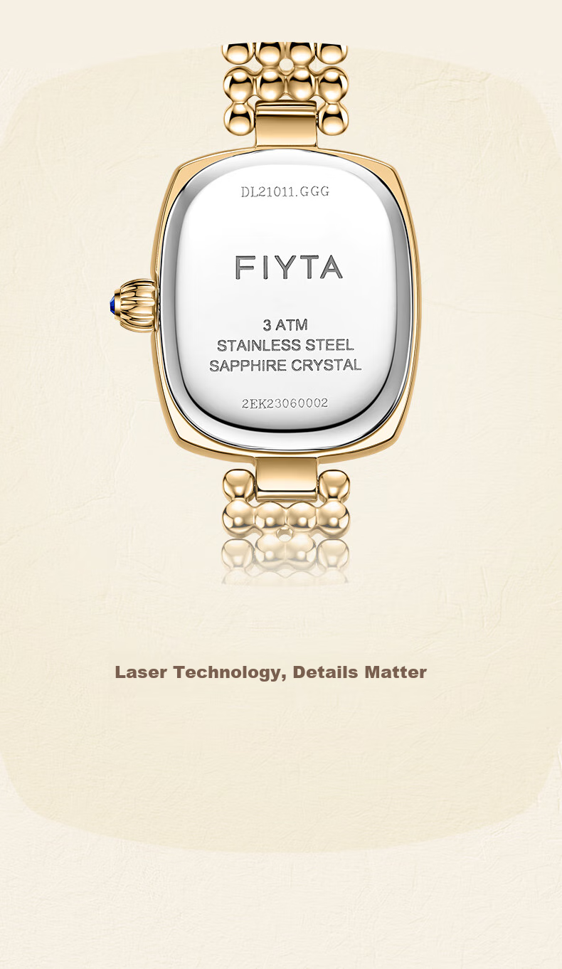 FIYTA "Little Gold Watch" PLUS Edition Gold Dial Bamboo Link Vintage Women's Watch Birthday Holiday Gift for Her 11