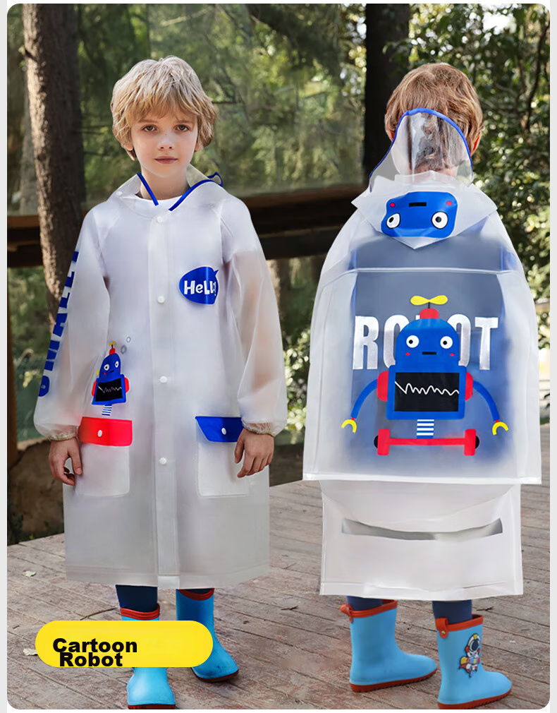 Moremerry Children's Raincoat for Boys And Girls, School Rainwear with Backpack Space, Kindergarten Poncho 25