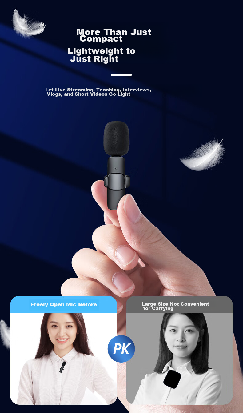 Haomuren Wireless Lavalier Microphone, Outdoor Short Video Douyin Vlog Lip-Sync Mobile-Specific Bluetooth Noise-Cancelling Recording Microphone, Live Streaming Dual-Channel 10