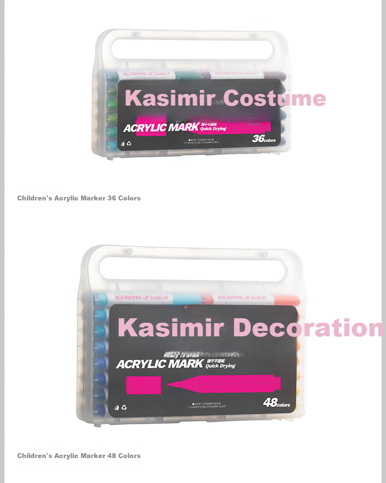 Kasimir Acrylic Markers, Water-Based Soft Tip Washable Watercolor Pens, Elementary School Art Drawing Special Children's Markers, 60 Colors Watercolor Pens for Art Educatio 11
