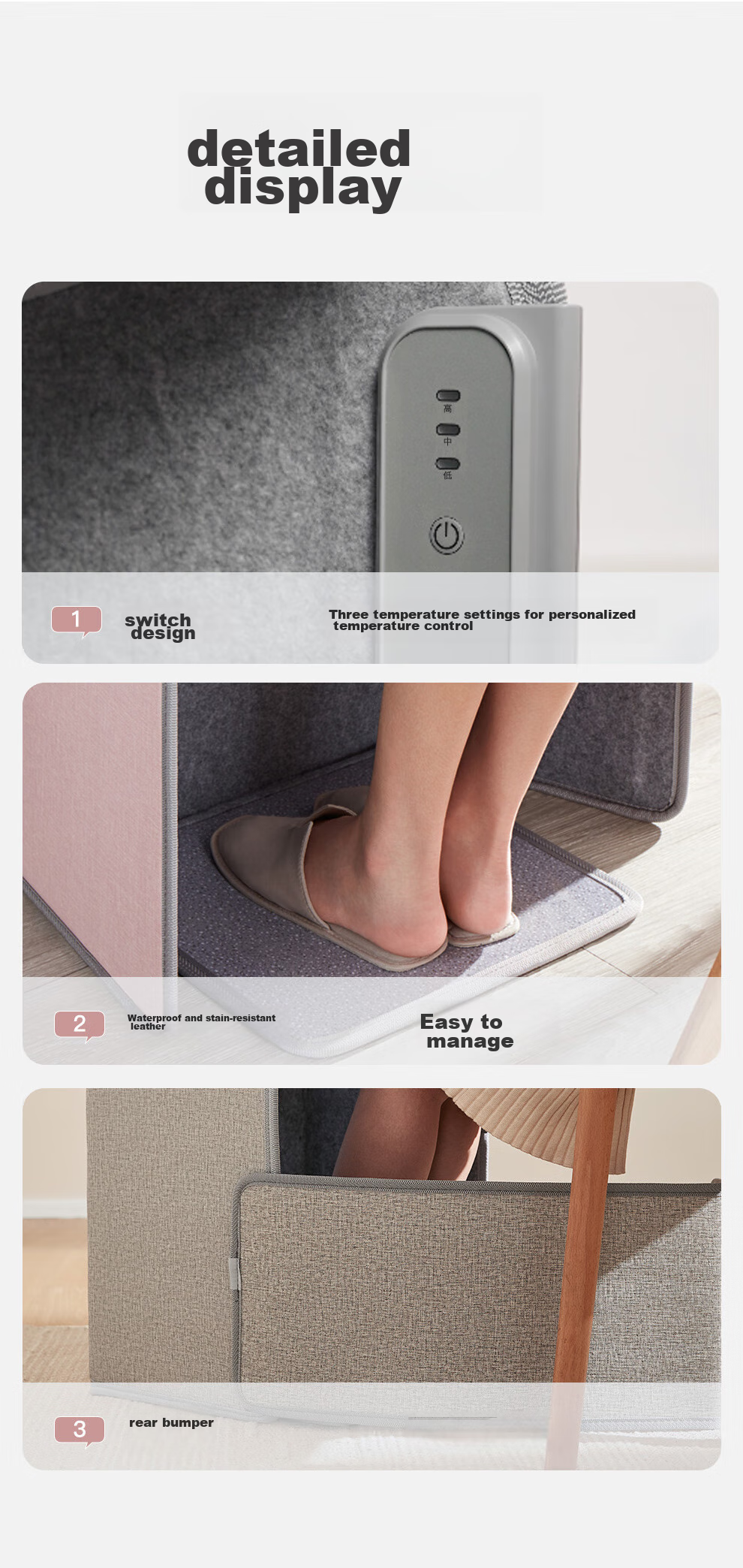 Xinke Heating Pad, Foot Warmer for Office, Heated Foot Device, Five Temperature Settings, Steamed Bun Cat PSE Certified Foot Warmer 8