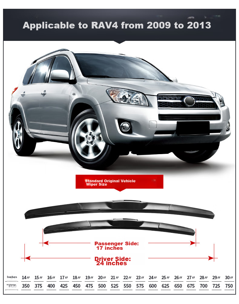 Meisim Toyota RAV4 Windshield Wipers for 2013-2024 Models, Original Equipment Boneless Rubber Strip, Front Wiper Blade for Older RAV4 Models 4