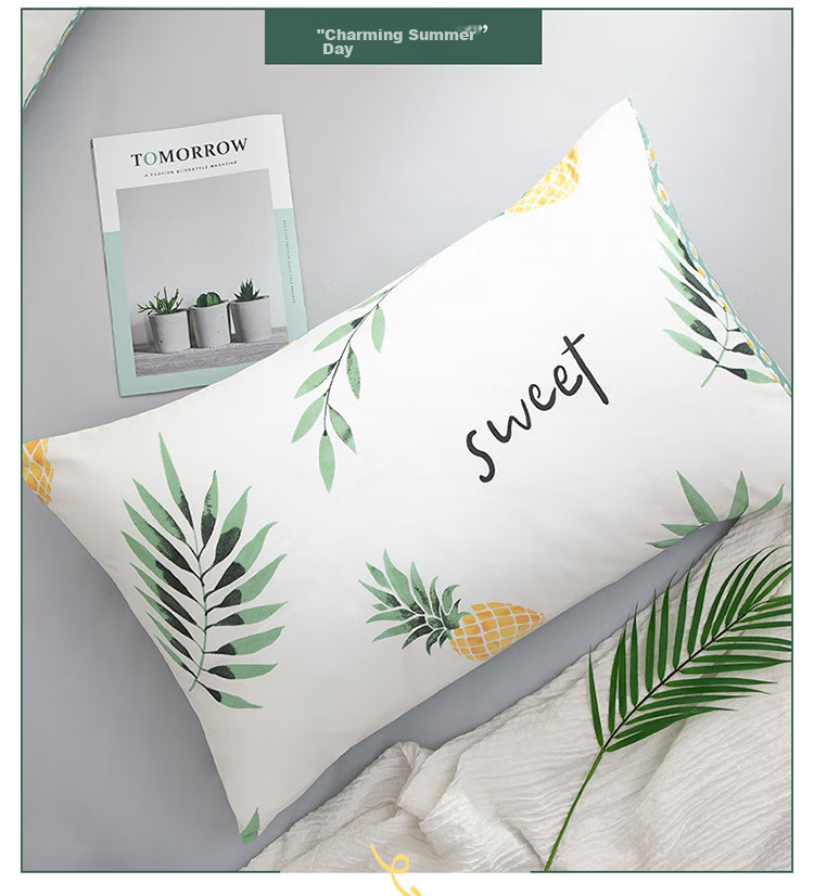 Dohia Home Textile Pure Cotton Pillowcase Single Piece 100% Combed Cotton Double Pillowcase Pillow Core Cover Pair 74*48cm 5