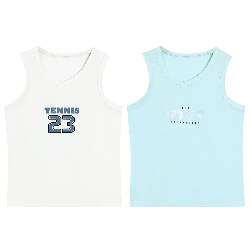 Hodohome Children's Tank Top for Boys, Summer Lightweight 40-Count Combed Cotton Casual Sports Undershirt, 2 Pieces 801 Set One 170