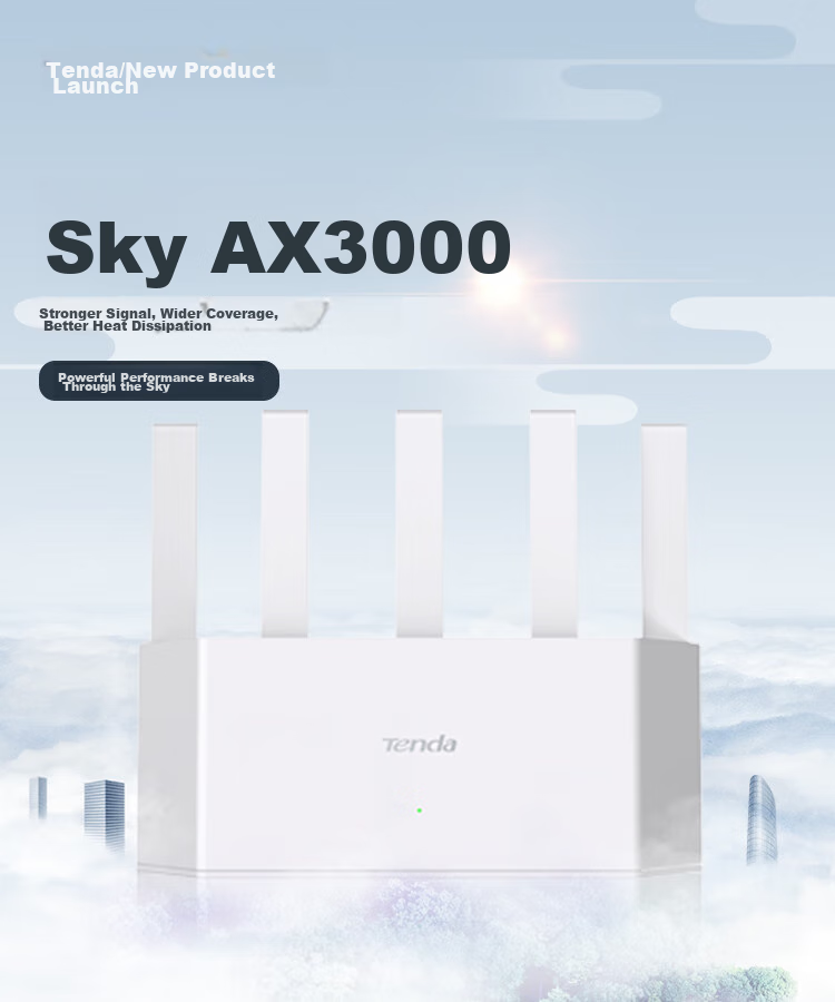 Tenda Router [Gigabit WiFi 6 + Wall-Penetrating] Wireless AX3000 Signal Amplifier, Signal Booster for Home Use, Yunxiao White, Floor-Standing 1