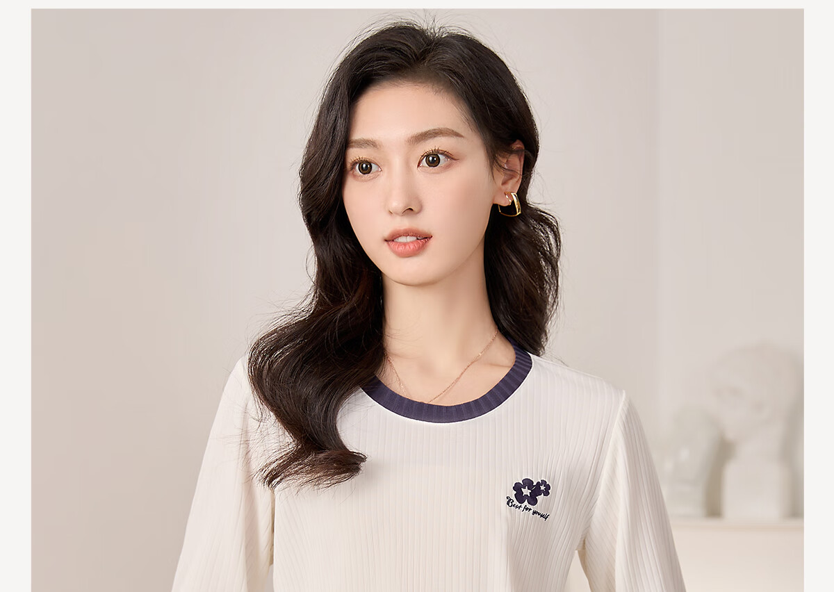 Chushen Spring And Autumn Long-Sleeve T-Shirt for Women, Simple And Fashionable Contrasting Color Round Neck Base Shirt Top S13KT2425 2