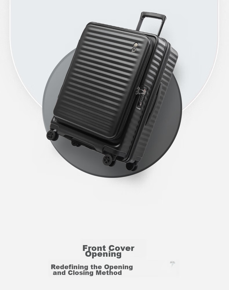 Echolac Front-Opening Luggage, Expandable Trolley Case, High-Quality TSA Travel Suitcase PC183F, 20 Inches, Milk Tea Gray 3