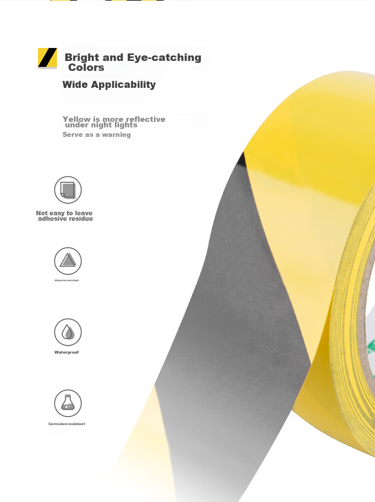 GuangBo 3-Roll Pack Black And Yellow Diagonal Warning Tape, 48mm*30m Single Roll, Waterproof Reflective Tape, Zebra Tape, Fire Isolation Tape, Caution Marking Line, Factory Warehouse Office S45251 4