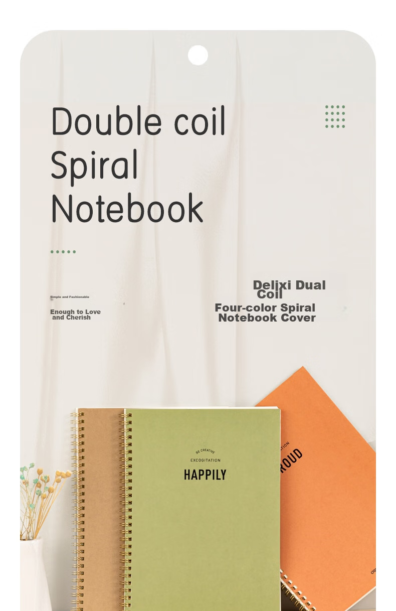 Deli 4-Pack/B5/240 Sheets Total Simple Retro Series Notebooks, Spiral-Bound Notebooks, Journal, Error Correction Book, Student Exam Preparation LB560 1