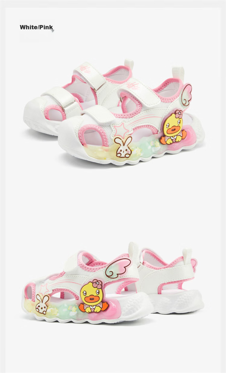 B.Duck Children's Sandals, Cartoon Fashionable Shoes for Boys And Girls, Summer Closed-Toe Beach Sandals, 5006 White And Blue, Size 30 36