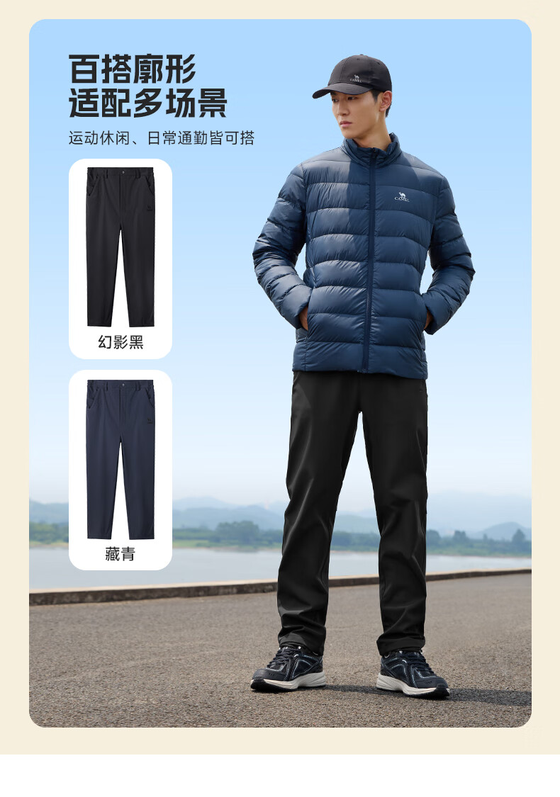 CAMEL Casual Pants for Men, Cargo Pants, Outdoor Water-Repellent, Loose-Fit Wide-Leg Straight-Waist Woven New Sports Trousers 3