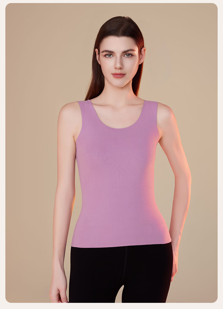 Ordifen Women's Thermal Vest Wool Silk Patch Antibacterial Mite-Resistant Seamless Fleece Thickened Autumn Winter Base Layer Underwear 16
