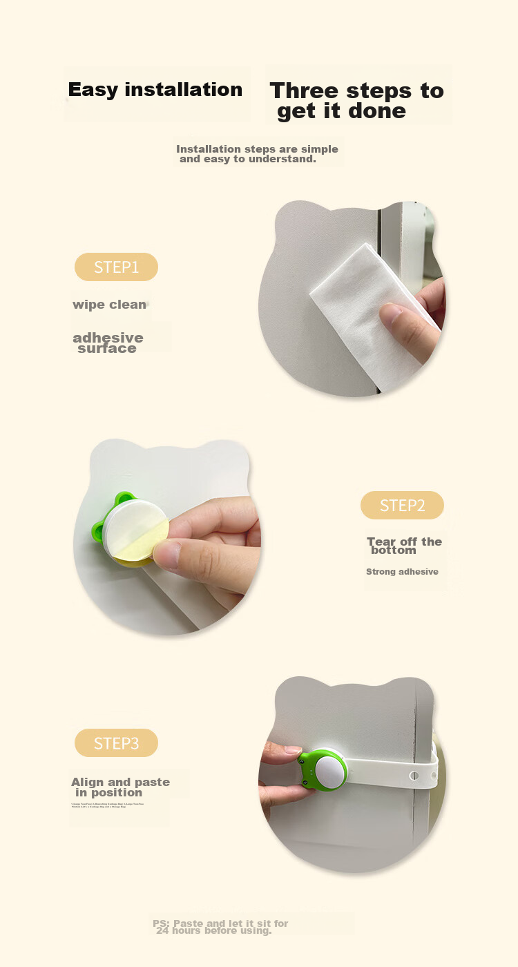 Bangbangzhu Anti-Opening Drawer Lock, Child Safety Lock, Protective Refrigerator Cabinet Door Lock, Anti-Pinch Handle Lock, Cartoon Lock, Pack of 6 12