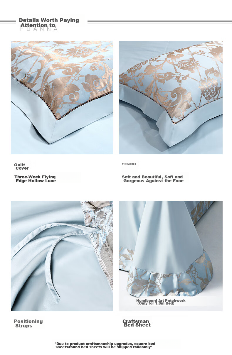 FUANNA Home Textile Four-Piece Bedding Set, European Jacquard High-End Bedding Set, Waltz Style for 1.5-Meter Bed, 203*229cm 11